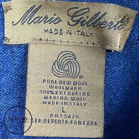 MARIO GILBERT MEN'S Long Sleeves 3 Button Sweater Size Large Blue - Picture 4 of 6